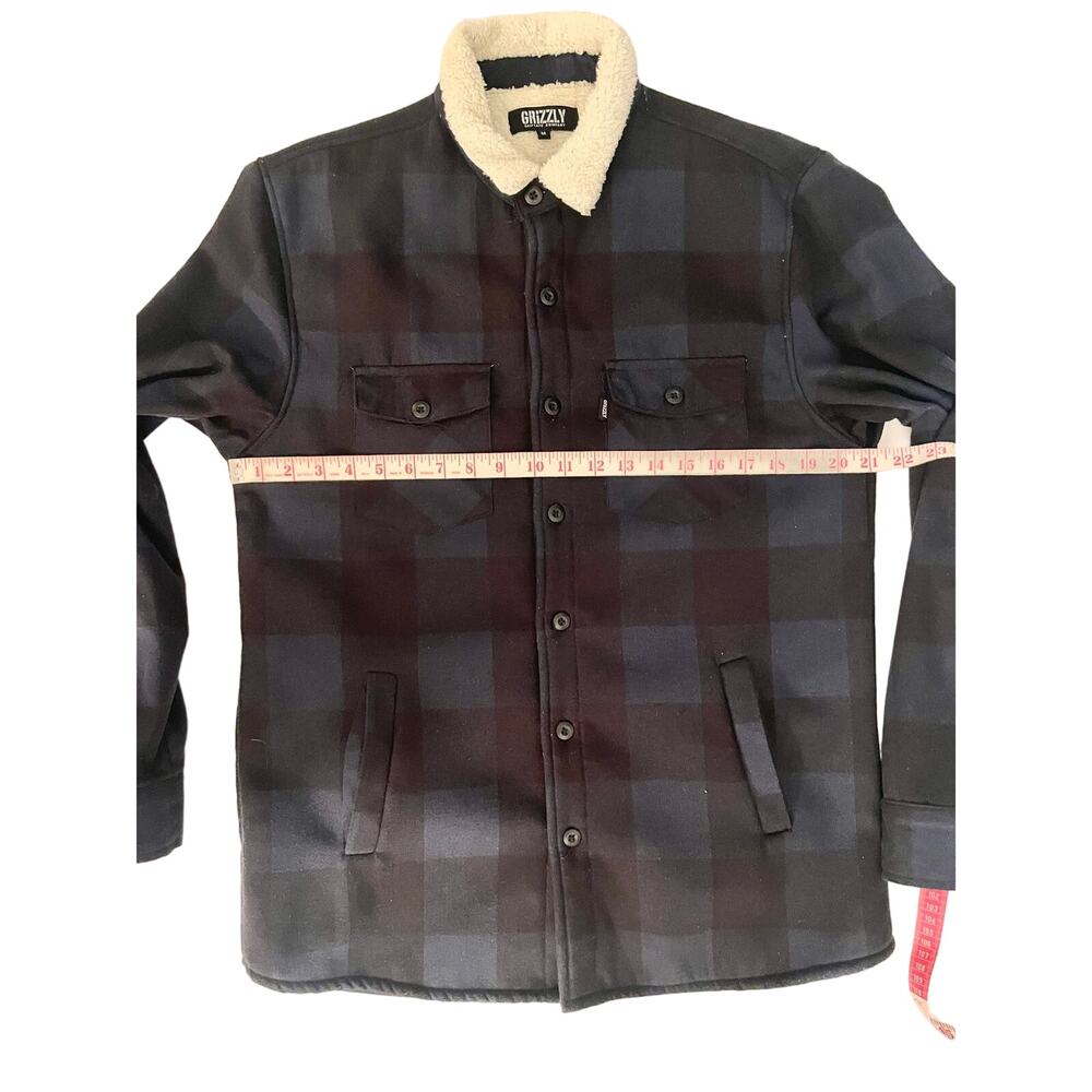 GRIZZLY GRIPTAPE COMPANY Plaid Flannel Sherpa Lined Shirt Men's Size Medium Warm